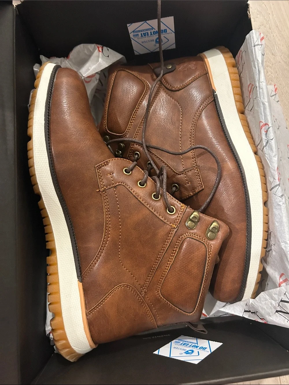 New York & Company Men's Brown Lace-Up Work Boots